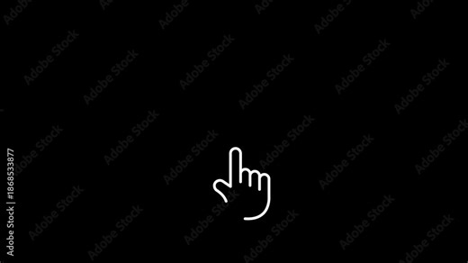 Animated hand cursor icon 4K video. Link, pointer, mouse, finger, select, choose, animation icons. Transparent black background