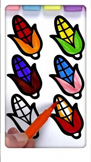 Coloring Corn 🌽 | Vegetable Coloring for Kids #3