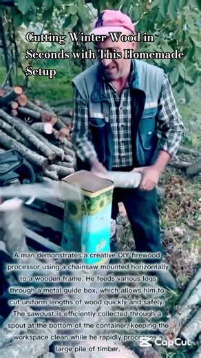 Cutting Winter Wood in Seconds with This Homemade Setup