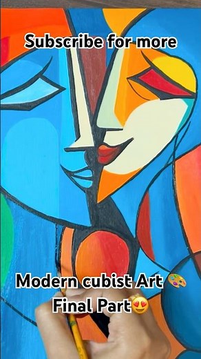 💞Modern Cubist Portrait 😍| Final Part | Painting Process | #shorts #viral #art #painting 🥰🎨🫟