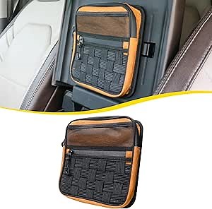 Center Console Organizer Storage Compatible with 2017 2018 2019 2020 2021 Ford F150 Accessories Console Organizer Armrest Hidden Bag with Tactical Webbing Molle Panel, Orange