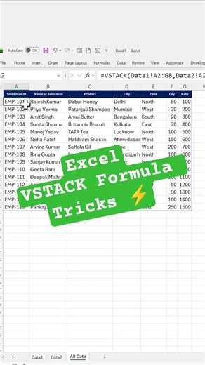Excel Super Trick! Use Excel VSTACK Formula for Time Saving ⚡
