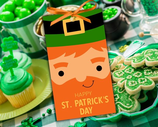St. Patrick's Day Leprechaun Gift Tags | Printable St. Patrick's Day Tags | St. Patty's Favors | St. Paddy's Cookie Tags - Etsy