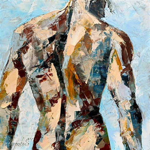 Gay Body Painting: Abstract Male Art, Modern Impressionist Oil on Panel - Etsy