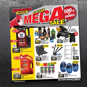 It's time for our mid year MEGA sale with 100's of savings! Sale ends 17/07 | Shop now http://bit.ly/1Of89uV | Supercheap Auto