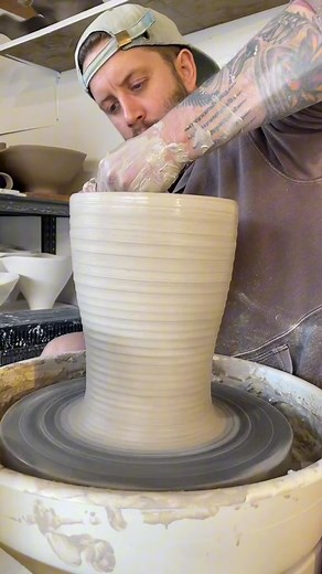 Changing clay in the pugmill is a big process. As the clay changes over you get about 6kg of clay that is a really cool blend. I have started using this clay to create one off fun pieces and today I threw a large Rosa bowl with it. I have just finished production using our East Coast clay and changed over to our Coastal blend I love the mix of those two clays, it reminds me a lot of the natural colour changes in the sand from dunes to the waters edge. It’s nice having a fun use for this unique b