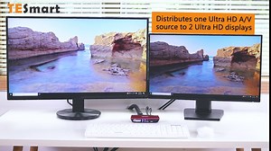 4K HDMI Splitter 1 in 2 Out TESmart Ultra HD 2 Way HDMI Splitter Support 4K 60 Hz, HDCP, HDR, 18 Gbps, 1080P Full 3D, Duplicating Video Audio Distributor Box Compatible with Xbox/PS4/HDTV/Blu-Ray/DVD