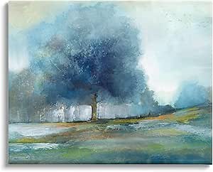 Stupell Industries Rural Blue Tree Abstract Painting Canvas Wall Art, Design by Nan