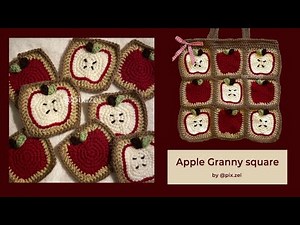 Apple Granny Square 🍎🥧 | Beginner NoSewing | In Depth Tutorial By Pix.zel | GrannySquare No Holes