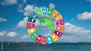 Sustainable Development Climate Action i Motion Graphic Animation 17 Global Goals Concept . 4k