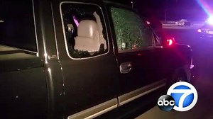 BREAKING NEWS: Bullets fly on a busy Southland freeway as gunfire rips through at least two cars on the 210 Freeway. http://abc7.la/2lYN80N Now the CHP and Rialto Police combing the scene to determine if a freeway shooter is taking aim at random drivers. | ABC7