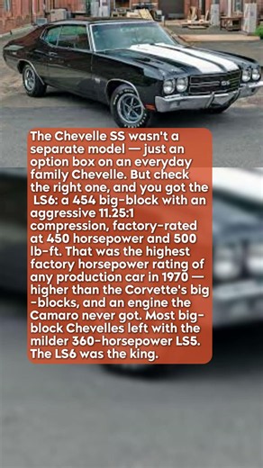 1970 Chevelle LS6 — 450 HP, the Highest Factory Rating of 1970 #shorts #automobile #cars