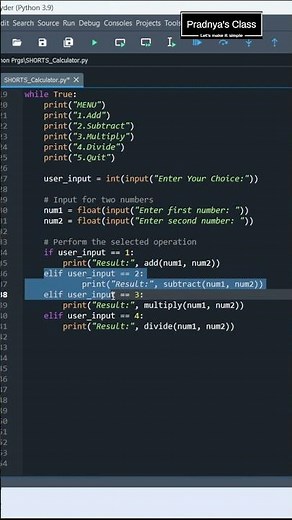 Simple Calculator in Python | Python Mini PROJECT #shorts #Python #pythonprojects