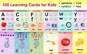 100 Kids Learning Cards | Educational Flashcards for Toddlers & Preschoolers, Perfect for Abcs, Numbers and Food - Etsy Canada