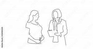 Maternity line drawing, animated illustration design. Maternity collection.