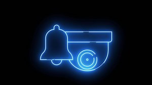 Download bell icon and CCTV icon with neon effect for free