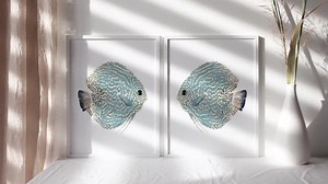 Tropical Teal Fish Art – Set of 2 Prints | Minimalist Coastal Decor | Nautical Sea Life Posters | Marine Wall Art Beach House & Ocean Lovers - Etsy