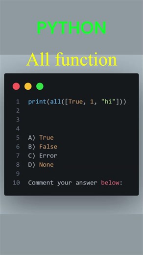 Python Built-in Functions 🚀 Understanding all() #coding #correctcoding #pythonprogramming