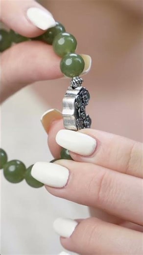 New Chinese style Hotan Jade beads, auspicious cloud pattern, safe lock bracelet#bracelet