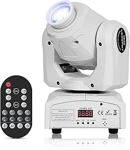 U`King 60W Moving Head Lights, White Moving LED DJ Lights RGBW Stage Light with Remote 8 GOBO 8 Pattern Spotlight by DMX 512 Controlled 9/11 Channel for Church KTV Club Concert Party Wedding