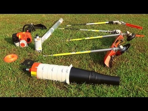 Stihl KM130R Kombi System 4 Mix Gas Trimmer and Attachments