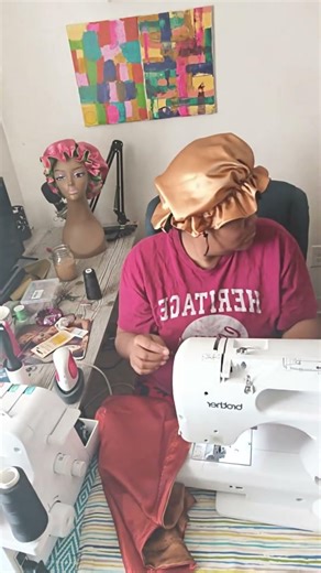 Sewing Reversible Satin Bonnets for My Small Business | Live Sewing & Handmade Hair Care Accessories