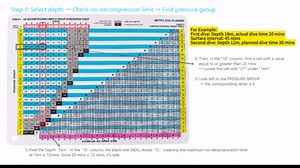 No Decompression Dive Table (Metric) – Waterproof Plastic Dive Planner for Scuba Divers & Instructors – Compact 250 x 180 mm – Essential Dive Time & Depth Reference Chart