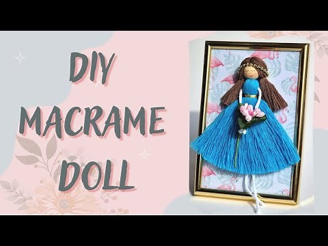 DIY macrame doll tutorial, thread doll tutorial, macrame thread doll in a photo frame step by step
