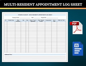 Multi-resident Appointment Log Sheet | Nursing Facility Patient Tracker | Editable DOCX   Printable PDF | Long-term Care Nurse Form - Etsy