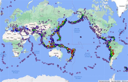 Our Earth shakes a lot in a year! This animation shows nearly 20,000 earthquakes above a magnitude 3 that were recorded throughout 2023. Explore Earth's seismicity with our Interactive Earthquake Browser: https://loom.ly/jjk2yqw | EarthScope Consortium