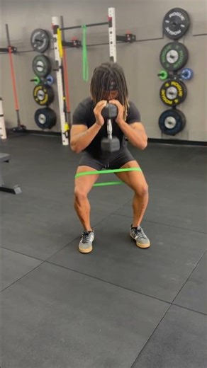Mini Band DB Goblet Squat (half to full reps)