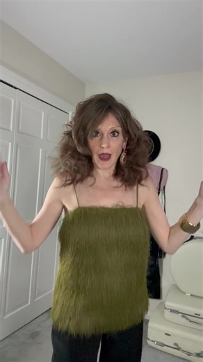 Stylish Green Spaghetti Strap Top with Black Pants