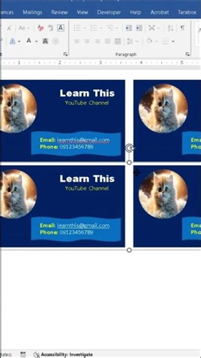 လိပ်စာကဒ်ပြုလုပ်ခြင်း Create Visiting Card in Microsoft Word Myanmar