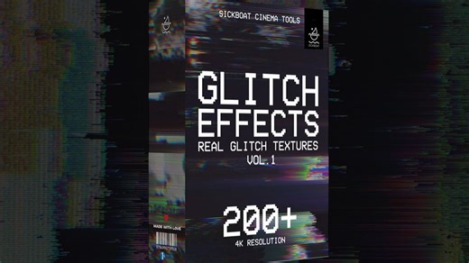 200 组VHS信号故障扭曲毛刺纹理叠加4K高清视频 JPG背景图片素材 Sickboat - GLITCH EFFECTS: Real Glitch Text