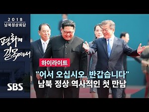 문재인 대통령 · 김정은 위원장 드디어 첫 만남 (하이라이트) / SBS / 2018 남북정상회담