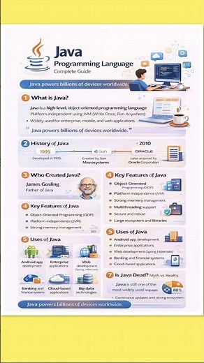Java Programming 🚀 | What is Java? Features, History & Uses Explained | #shorts #java #techshorts