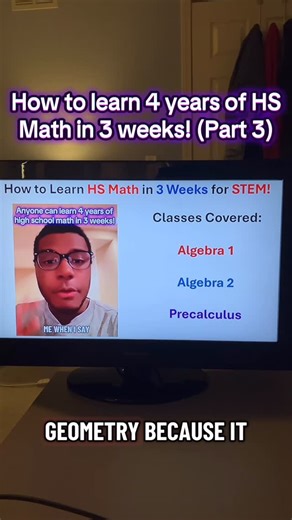 ThatBlackChemist | How to learn 4 years of HS math in 3 weeks (part 3)! Share this video! Check out my algebra guide for STEM (link in bio)! | Instagram