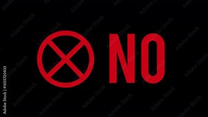 Animated NO, Prohibited sign,refusal denial warning and symbol