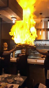 1.2M views · 1.2K reactions | Watch the moment diners get soaked after a flaming cheese dish sets off the sprinkler system  | In The Know | Facebook