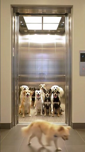 When the Elevator Opens… The Cutest Dog Squad Ever 🐶❤️ | Must-See Pet Moment!