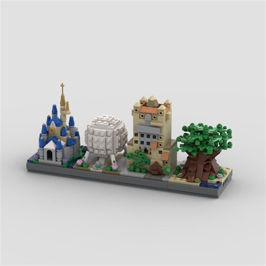 All 4 Disney World Icons Building Block Kit | Cinderella's Castle | Spaceship Earth | Tower of Terror | Tree of Life | Walt Disney World - Etsy