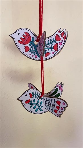 Eleanor Ford - Mini Mad Things on Instagram: "These are my favourite decorations from my festive decorations printable activity sheets. I was thinking they would look super cute if you made a whole flock to hang across the room! Head to the link in my bio to download the printable templates or use the words DIY DECORATIONS in the comments and I’ll DM you a link. Happy crafting friends!"
