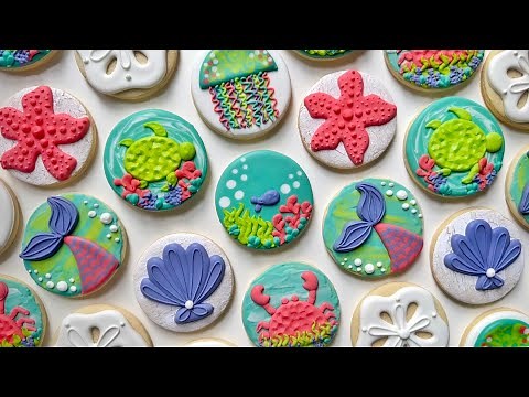 UNDER THE SEA COOKIES ~ Satisfying Cookie Decorating of 8 Under the Sea Cookies on Circles