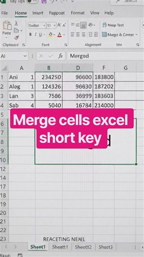 Excel Merge Cells Shortcut Key | Merge & Center in Excel | Excel Tips & Tricks #trick