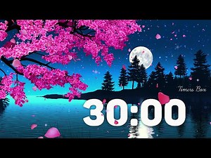 🌸 Cherry Blossom Spring Night 30 Minute Timer, Relaxing Music & Chirping Birds, Peaceful Countdown 🌙