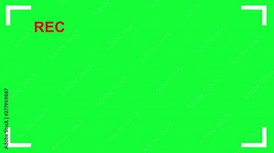 Cinematic camcorder, recorder. viewfinder with green screen, alpha channel. Recording concept