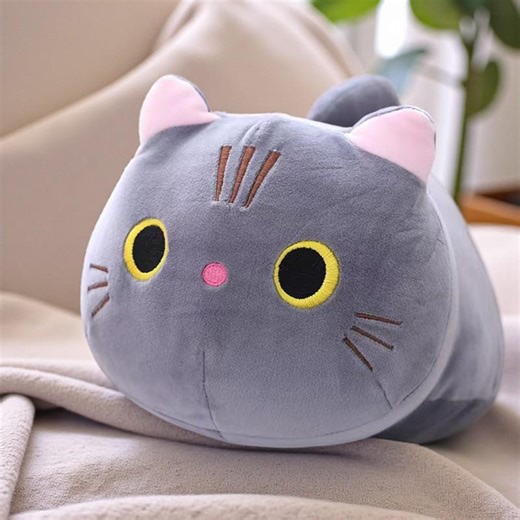 Kawaii Cat Plush Pillow – Round Kitty Cushion, Cute Soft Room Decor Accent - Etsy Canada