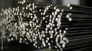 Round metal blank, metal blank, warehouse of metal billets at the factory.