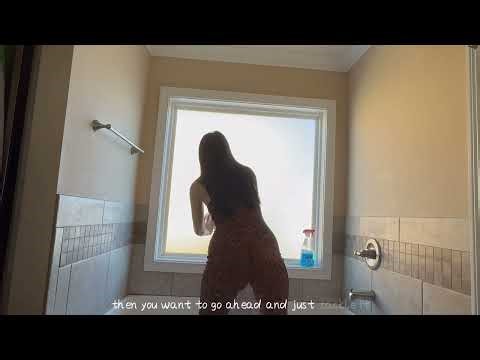 Cleaning Bathroom in Transparent Dress