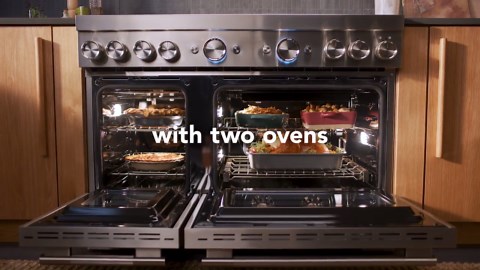 KitchenAid 48 in. 6 Burner Elements Freestanding Double Oven Induction Range in Stainless Steel with Griddle KFID948SSS